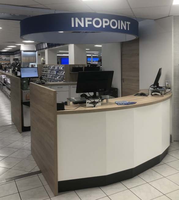 Der Infopoint ist die zentrale Anlaufstelle für den Kunden.